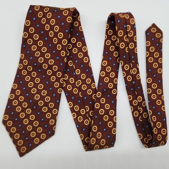Necktie Superba Sugar & Spice Geometric Stripe Brown Blue 4" W 53.5" L 1970s - Picture 1 of 5